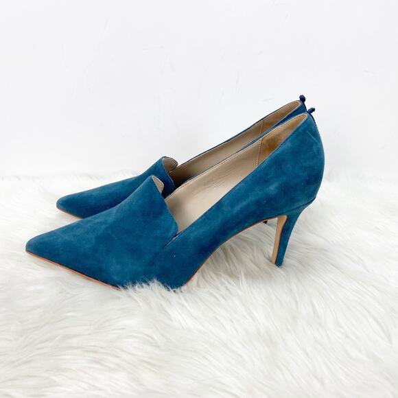 Boden 38 7 Womens Teal Suede Mule Heels - Picture 6 of 8